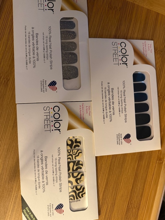 Color Street Other - Color Street Black, Silver & Cream Patterned Nail Strips Trio
